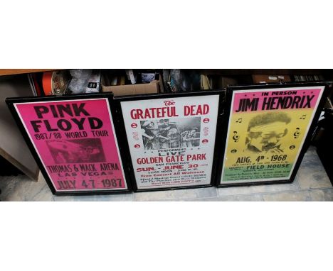 A collection of 19 reproduction 1980s/90s rock prints - All advertising 1960s/70s Concerts.All printed on a lightweight card 