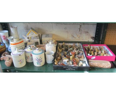 Various Wade Whimsies, Poole pottery preserve jars and other china