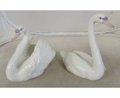 Two large Lladro swans