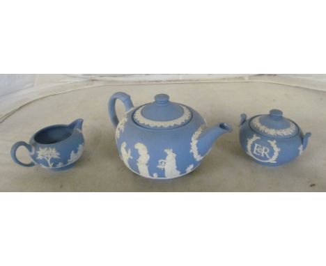 A Jasperware two piece set and sucrier