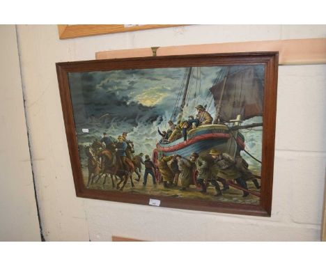 COLOURED PRINT, VICTORIAN LIFEBOAT, FRAMED AND GLAZED