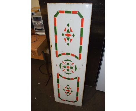 ENAMEL PANEL DECORATED WITH GEOMETRIC DESIGN, 122CM HIGH