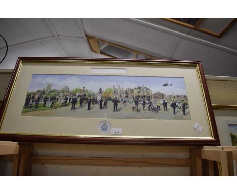COLOURED PRINT, POLICING IN CAMBRIDGESHIRE, FRAMED AND GLAZED