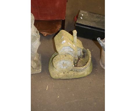 SMALL CONCRETE GARDEN MODEL OF A WATER MILL