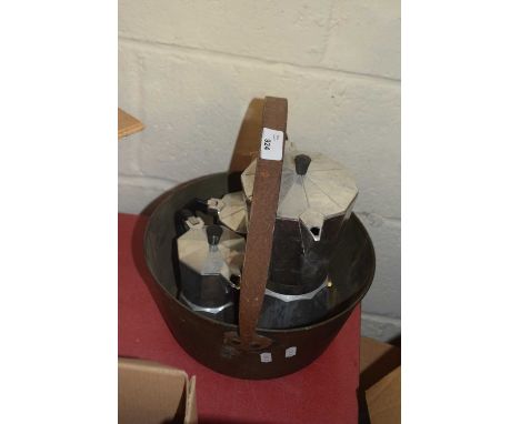 BRASS JAM PAN AND VINTAGE ALUMINIUM KETTLES