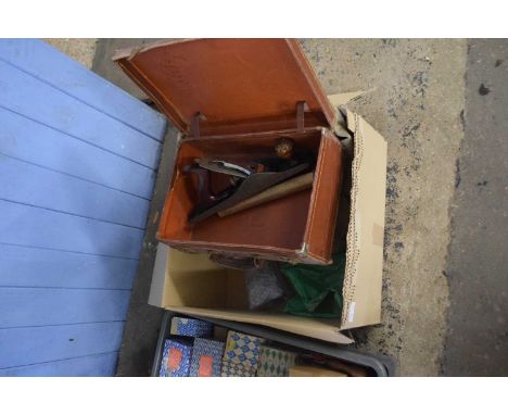 ONE BOX OF ASSORTED TOOLS, GARAGE CLEARANCE ITEMS ETC