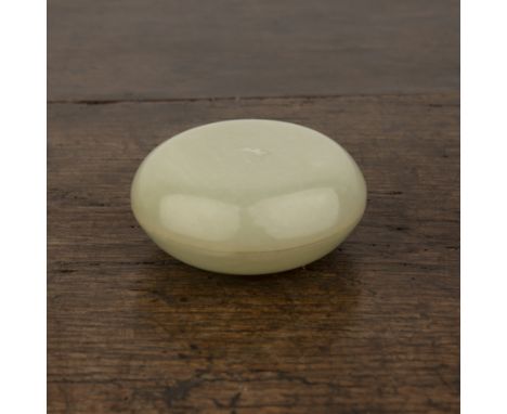Greyish white nephrite jade snuff or artist's bowl and coverChinese, 1750-1820of flattened rounded form, on a circular raised