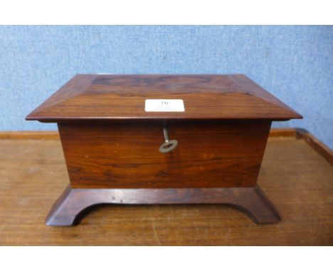 An Arts and Crafts rosewood tea caddy, 15cms h 