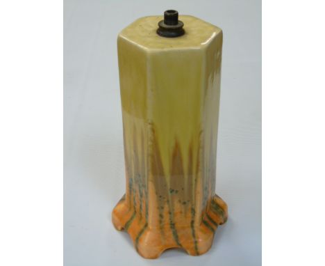 A hexagonal Ruskin table lamp base.  Height approx. 9 1/2"