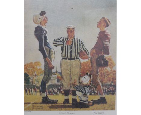 Jim Davis - Garfield, 'Coin Toss' after Norman Rockwell, signed limited edition offset lithograph, no. 1689/2500, 15.5" x 13"