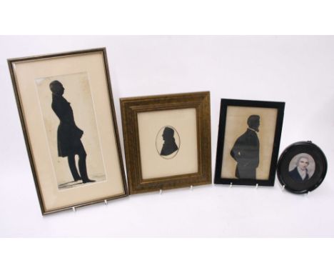 English School (19th century) - various silhouettes and portrait miniatures including one depicting William Seaton Bradburne,