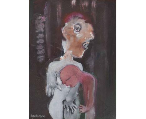 •Lys Hansen (b. 1936) - 'In Search of the milk of  Human Kindness', signed, also inscribed verso; together with the date May 