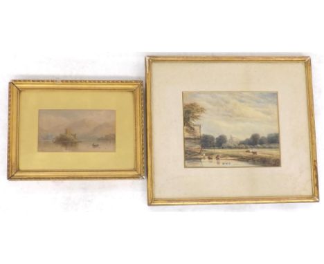 Cornelius Pearson (1805-1891) - 'Ross Castle, Killarny', signed, also inscribed on a partial fragment of an old artist's labe