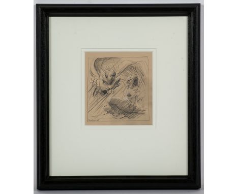 * PETER HOWSON OBE, 
THE ANNUNCIATION SKETCH 2005
pencil heightened with white crayon on buff paper, signed and dated '05
20.