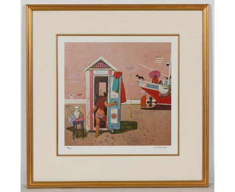 * LEON MORROCCO RSA RGI, 
BEACH HUT AND BOAT STERN 
limited edition coloured print, signed and numbered 64/500 in pencil 
38c