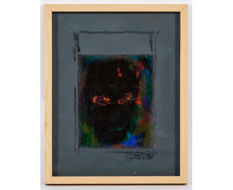 DOUGLAS THOMSON,
GREY FACE
mixed media with pigment print on canvas, signed
34.5cm x 27cm
Mounted, framed and under glass 