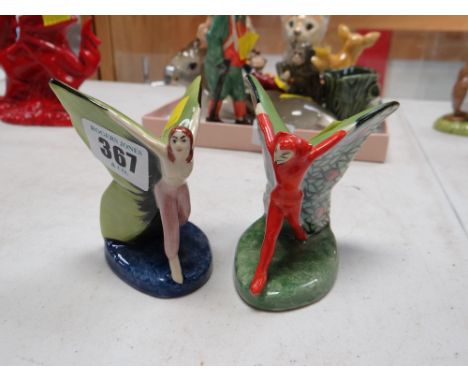 A pair of rare Carltonware 'Prototype Fairies'