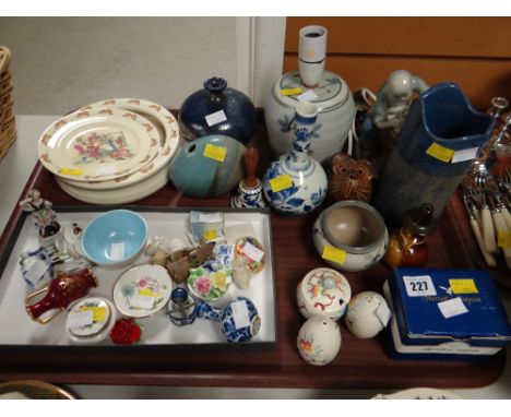 Royal Doulton 'Bunnykins' plate & bowl, studio pottery lamp together with a parcel of small collectables etc
