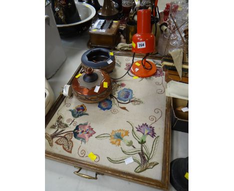 A tapestry tray, an anglepoise lamp etc