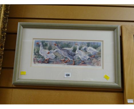 A framed signed limited edition print AFTER ROGERS entitled 'Goose Step'