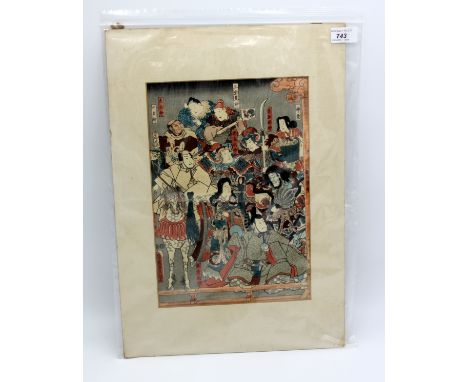 An unframed Japanese print, 19th century, 34.5 x 23.5cm. Condition report: No apparent damage or fading.