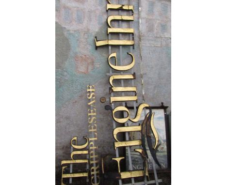 The Engine Inn, Cripplesease, a hand painted Cornish pub sign in steel surround, painted with engine houses, 118 x 90cm, toge