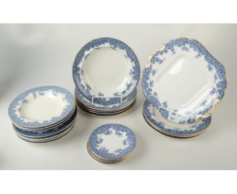 A Royal Worcester Vitreous floral transfer decorated part dinner service, rd no. 68547, inscribed 'Davis Collamore &amp; Co L