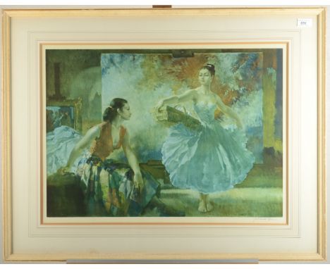 A William Russell Flint artist's proof of 'Eve and Jasmine', signed in pencil, label verso, 44 x 62.5cm, together with a 19th