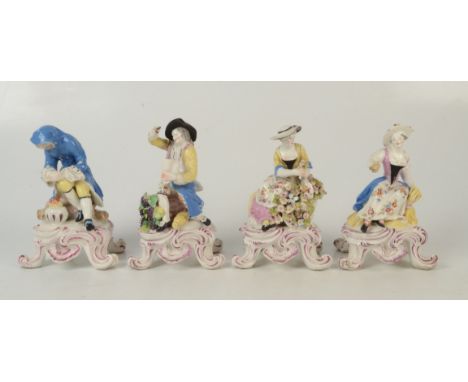 A set of four 18th century Bow porcelain figures representing the seasons, maximum height 16.5 cm. Provenance: The Penrose Es