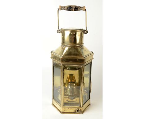 An early 20th century brass ships lantern, stamped 'Bulpitt 1914', and 'E.L.I Griffiths &amp; Sons, Birmingham, 1913', with a
