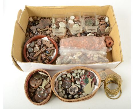 A large quantity of studio ceramic beads and buttons from the Estate of Trevor Corser, together with some associated items.