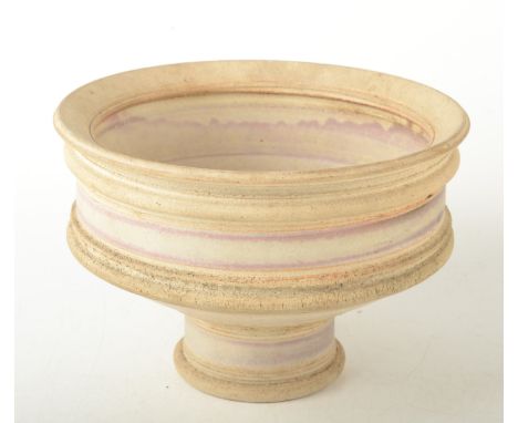 A Robin Welch part biscuit stoneware stem bowl, impressed mark, diameter 19.5cm, height 13cm.