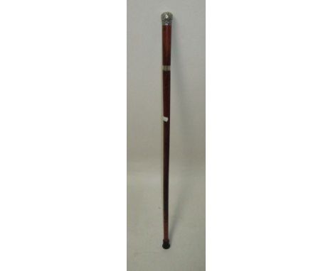 A late Victorian swordstick, with embossed silver top, length of blade 69cm, overall length 89cm. 