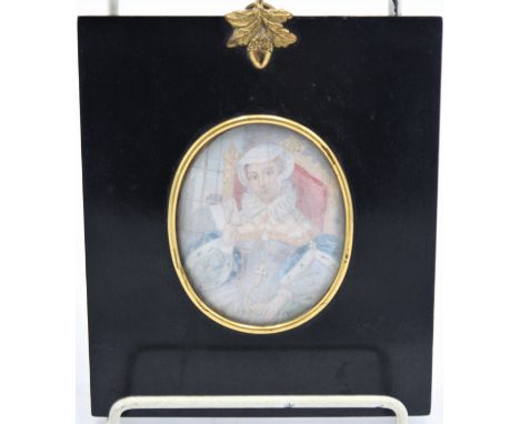 A miniature portrait of Mary Queen of Scots, signed Derval.