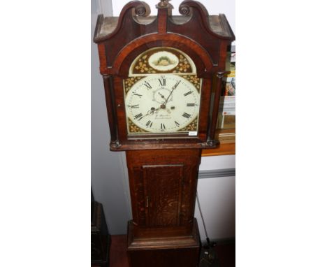 A George III oak longcase clock, the painted dial inscribed T. Heydon, Farnborough, height 213cm.