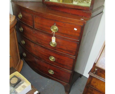 A Regency mahogany bow front chest of drawers, with two short and three long graduated drawers on splay feet, height 99cm, wi