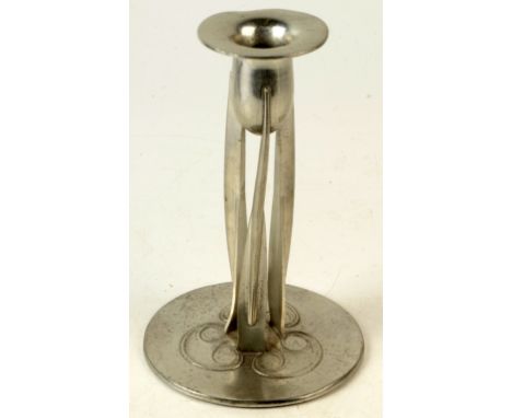 A Royal Selangor pewter candlestick, in the Art Nouveau style, height 23cm.