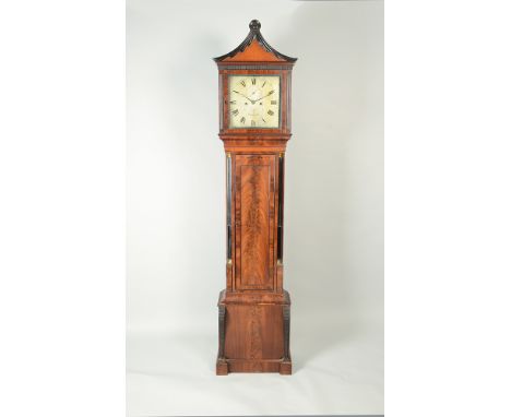 A Regency domestic regulator by Goffe, Falmouth, the 31cm squared silvered dial with subsidiary seconds dial beneath a strike