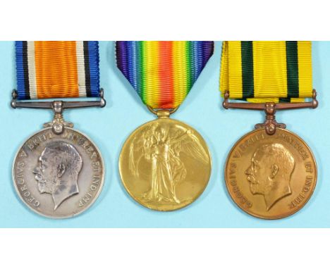 WORLD WAR ONE GROUP OF THREE British War Medal, Victory Medal and Territorial Force War Medal 2054 PTE E J LEVERMORE E SURR R