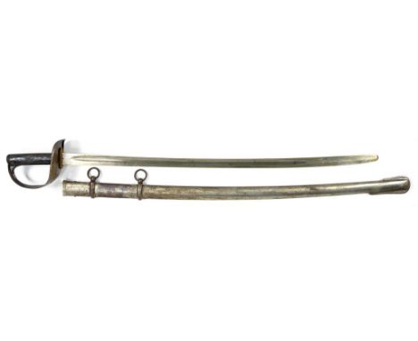 AN 1890 PATTERN CAVALRY TROOPER'S SWORD AND SCABBARD blade 84cm l, stamped Inspectors and other marks, blade tip rounded