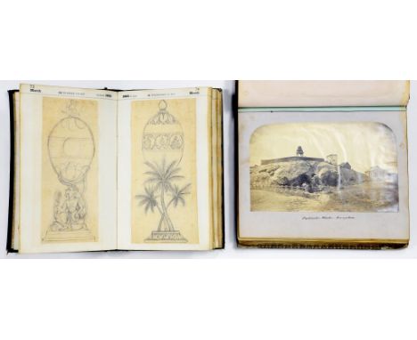 INDIA.  A COMMONPLACE BOOK OF A MEMBER OF THE HAWKES FAMILY OF BANGALORE, 1870  the mounted photographs (albumen prints) of B