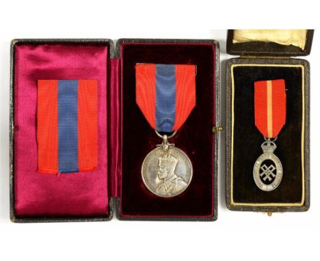 TERRITORIAL FORCE NURSING CAPE BADGE   case of issue and Imperial Service Medal GVR JOHN WILKINSON ALLEN, case of issue (2)