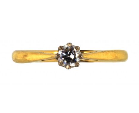 A DIAMOND SOLITAIRE RING  WITH A ROUND BRILLIANT CUT DIAMOND, IN GOLD, MARKED 18CT PLAT, 2G, SIZE I½++Satisfactory second han