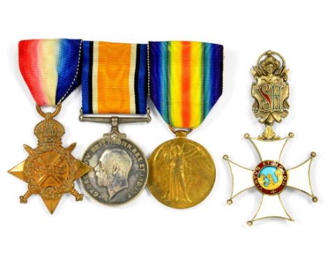 WORLD WAR ONE GROUP OF FIVE 1914-15 Star, British War Medal and Victory Medal 1281 PTE W AUKLAND LINC R and France, a militar