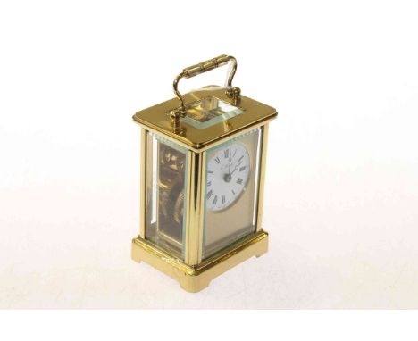 French gilt brass carriage clock