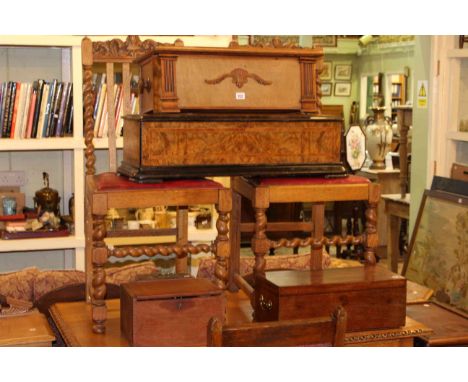 Five assorted wood boxes including 19th Century tea caddy
