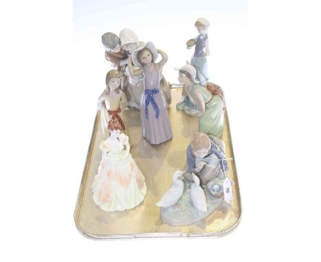 Five Lladro figures, Nao group and Coalport 'Karen'