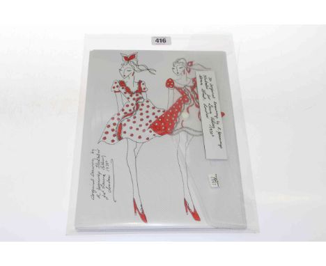 Thirty original drawings by R Jennings (Illustrator for Laura Ashley 1970's)