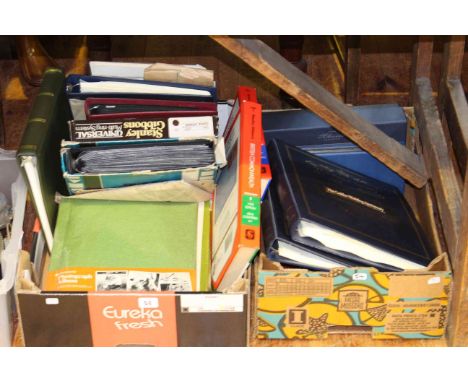 Two boxes with first day covers, albums, etc