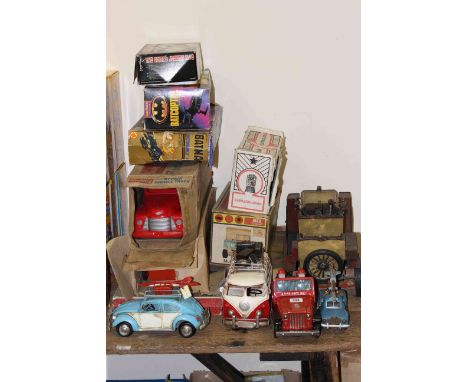 Triang and Buddy L tin plate trucks, various tin plate vehicles and vintage games